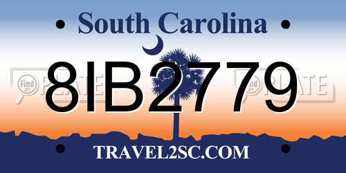 8IB2779 South Carolina License Plate