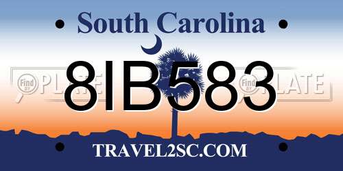8IB583 South Carolina License Plate