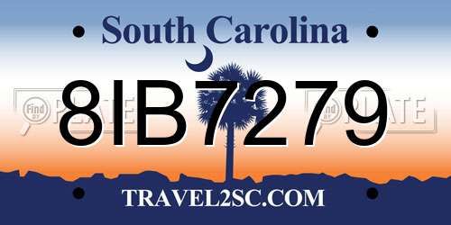 8IB7279 South Carolina License Plate