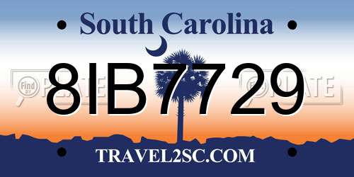 8IB7729 South Carolina License Plate