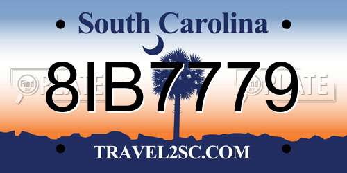 8IB7779 South Carolina License Plate