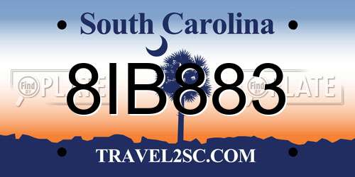 8IB883 South Carolina License Plate