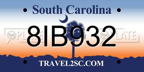 8IB932 South Carolina License Plate