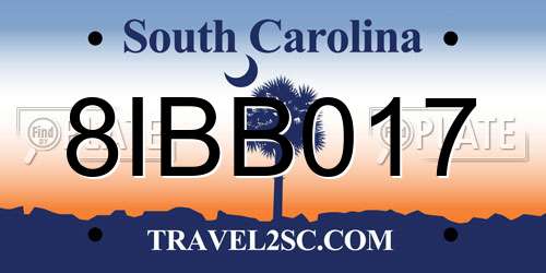 8IBB017 South Carolina License Plate