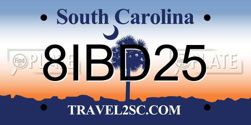 8IBD25 South Carolina License Plate