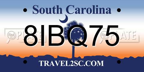 8IBQ75 South Carolina License Plate