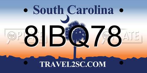 8IBQ78 South Carolina License Plate