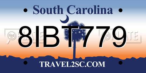 8IBT779 South Carolina License Plate