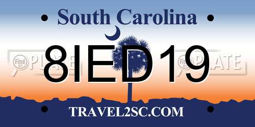 8IED19 South Carolina License Plate