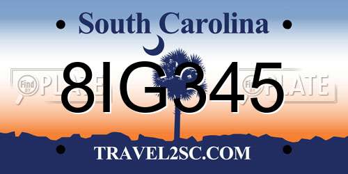 8IG345 South Carolina License Plate