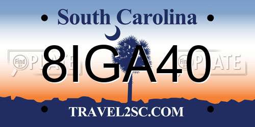 8IGA40 South Carolina License Plate