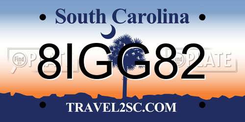 8IGG82 South Carolina License Plate