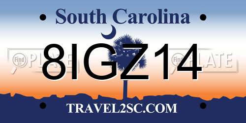 8IGZ14 South Carolina License Plate