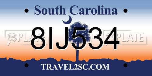 8IJ534 South Carolina License Plate