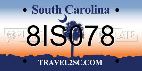 8IS078 South Carolina License Plate