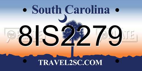 8IS2279 South Carolina License Plate