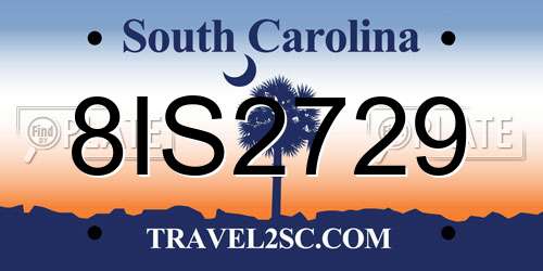 8IS2729 South Carolina License Plate