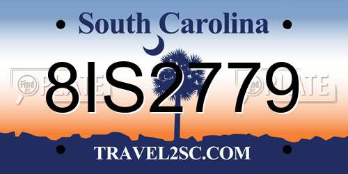 8IS2779 South Carolina License Plate