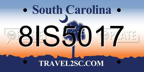 8IS5017 South Carolina License Plate