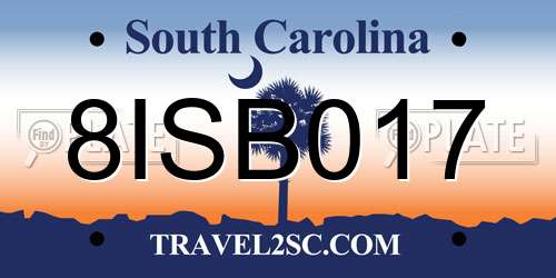 8ISB017 South Carolina License Plate