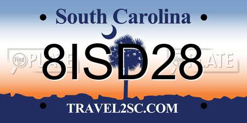 8ISD28 South Carolina License Plate