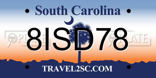 8ISD78 South Carolina License Plate