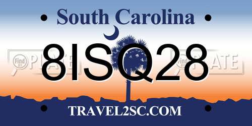 8ISQ28 South Carolina License Plate