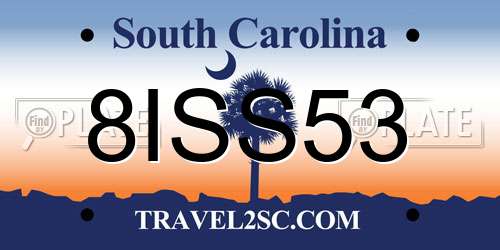 8ISS53 South Carolina License Plate