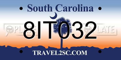 8IT032 South Carolina License Plate