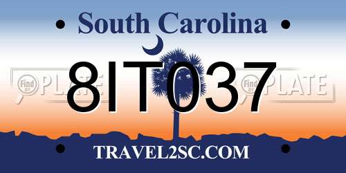 8IT037 South Carolina License Plate