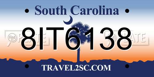 8IT6138 South Carolina License Plate