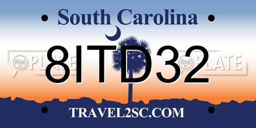 8ITD32 South Carolina License Plate