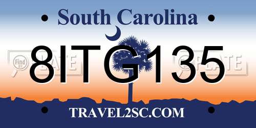 8ITG135 South Carolina License Plate
