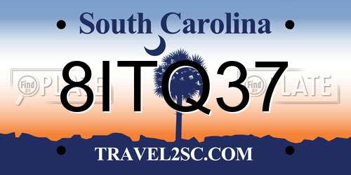 8ITQ37 South Carolina License Plate