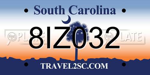 8IZ032 South Carolina License Plate