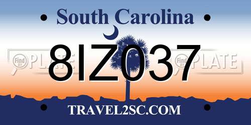 8IZ037 South Carolina License Plate