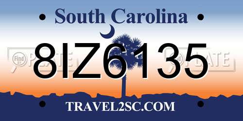 8IZ6135 South Carolina License Plate