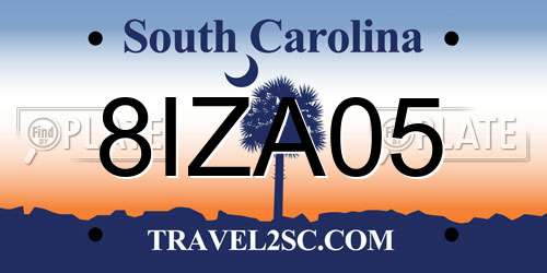 8IZA05 South Carolina License Plate