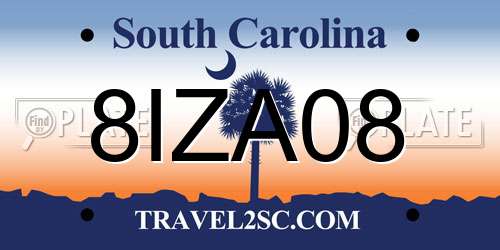 8IZA08 South Carolina License Plate