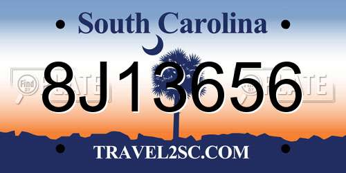 8J13656 South Carolina License Plate