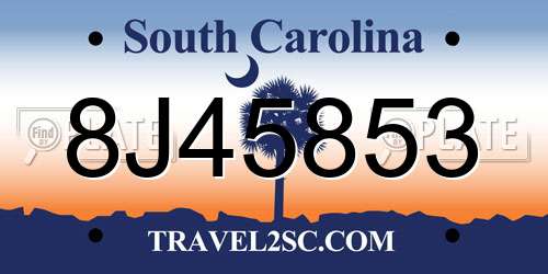 8J45853 South Carolina License Plate