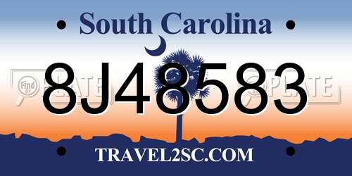8J48583 South Carolina License Plate