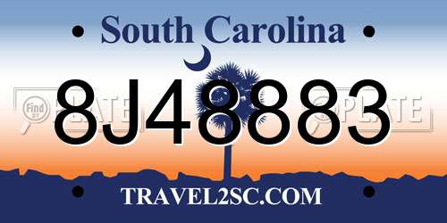 8J48883 South Carolina License Plate