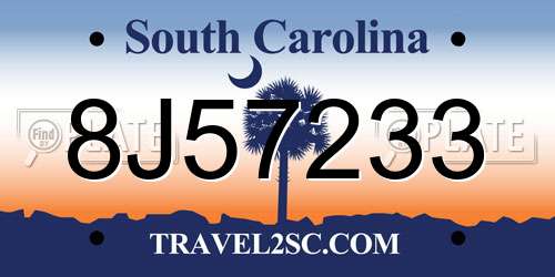 8J57233 South Carolina License Plate