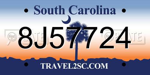 8J57724 South Carolina License Plate