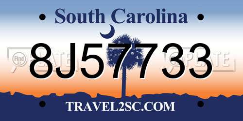 8J57733 South Carolina License Plate