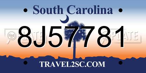 8J57781 South Carolina License Plate