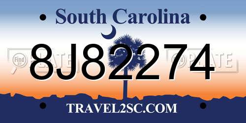 8J82274 South Carolina License Plate