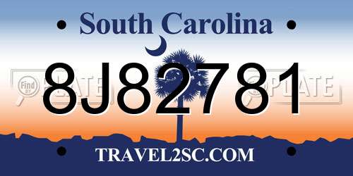 8J82781 South Carolina License Plate