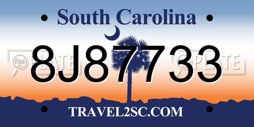 8J87733 South Carolina License Plate